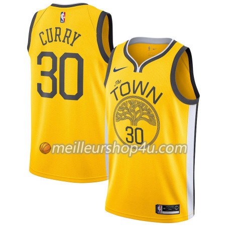 Maillot Basket Homme Golden State Warriors Stephen Curry 30 2018-19 Nike Jaune Swingman